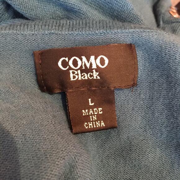 Como Black Blue Metal Studded Tunic Top Long Large sweater long sleeve - Picture 3 of 5